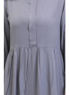 Sefa Merve Front Placket Viscose Dress 0510-03 Anthracite  - Image 4