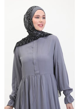 Sefa Merve Front Placket Viscose Dress 0510-03 Anthracite  - Image 3