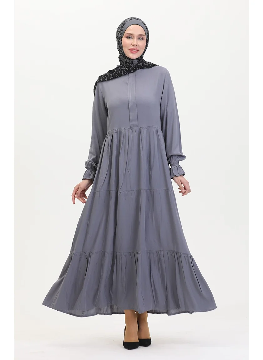 Sefa Merve Front Placket Viscose Dress 0510-03 Anthracite