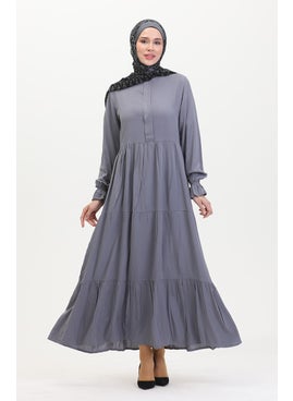 Sefa Merve Front Placket Viscose Dress 0510-03 Anthracite  - Image 1