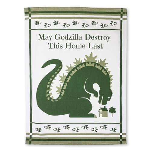 getDigital Dish Cloth May Godzilla Destroy This Home Last - A Funny Home Blessing Kitchen Towel for Geeks and Monster Movie Fans - 100% Cotton, Absorbent and Machine Washable - Image 1