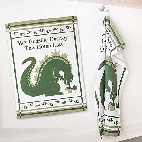 getDigital Dish Cloth May Godzilla Destroy This Home Last - A Funny Home Blessing Kitchen Towel for Geeks and Monster Movie Fans - 100% Cotton, Absorbent and Machine Washable - Image 2