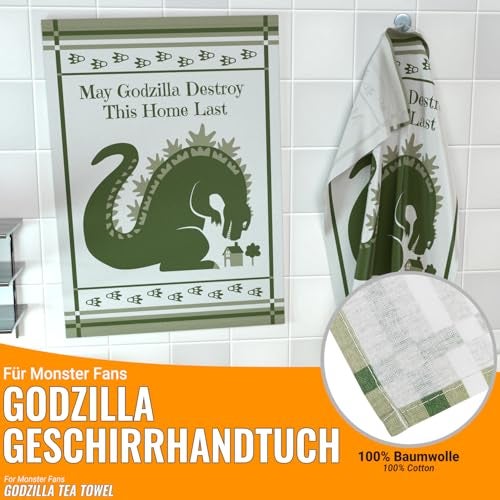 getDigital Dish Cloth May Godzilla Destroy This Home Last - A Funny Home Blessing Kitchen Towel for Geeks and Monster Movie Fans - 100% Cotton, Absorbent and Machine Washable - Image 3