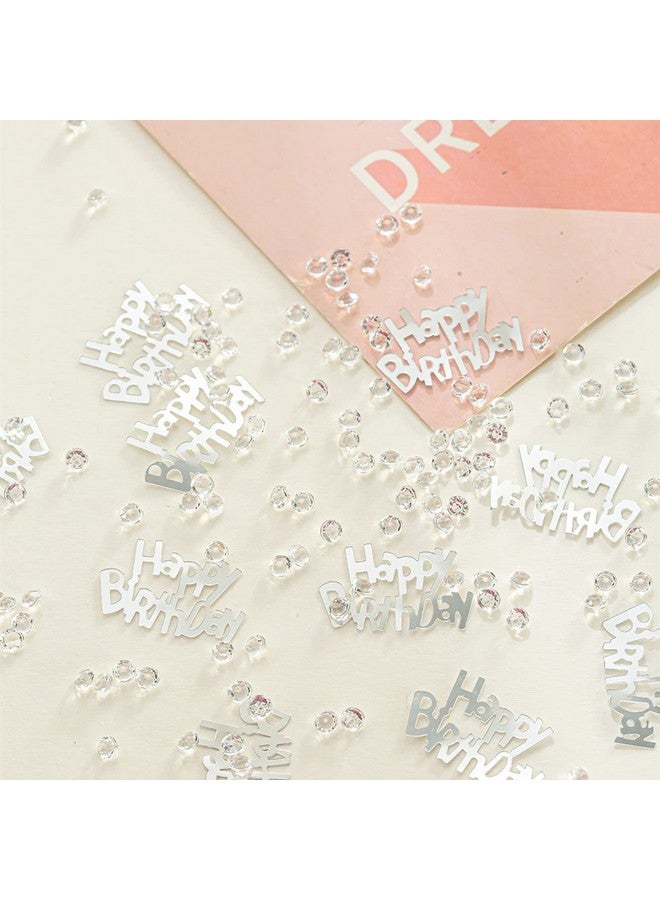 EMAAN Silver Happy Birthday Confetti Metal Foil Confetti Sequins, Party Table Scatter Decoration Exquisite Birthday Party (Silver) - Image 2