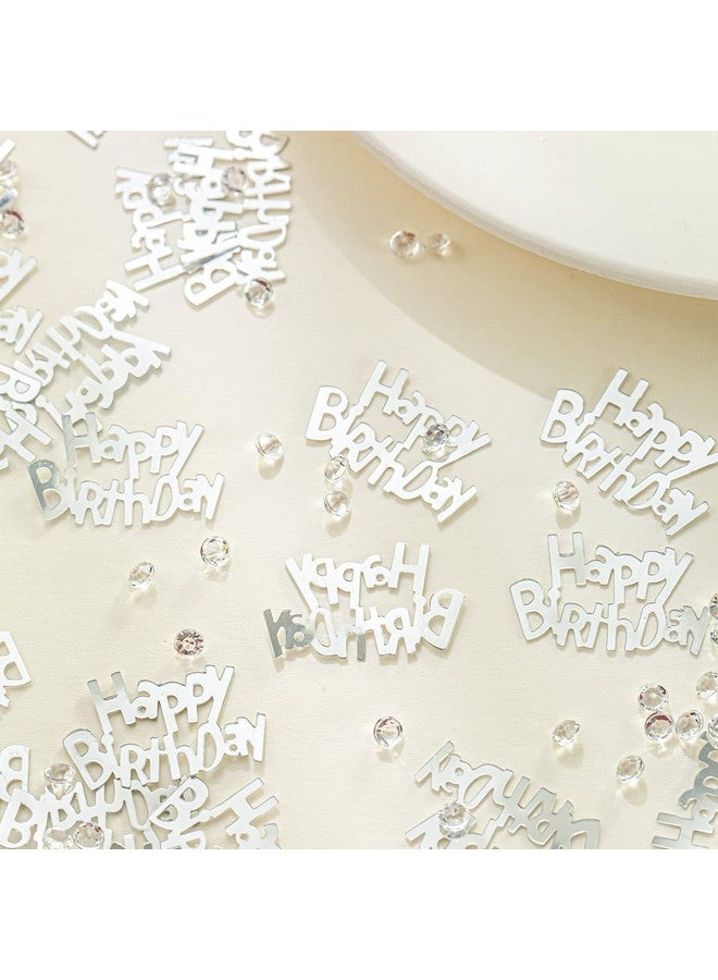 EMAAN Silver Happy Birthday Confetti Metal Foil Confetti Sequins, Party Table Scatter Decoration Exquisite Birthday Party (Silver) - Image 1