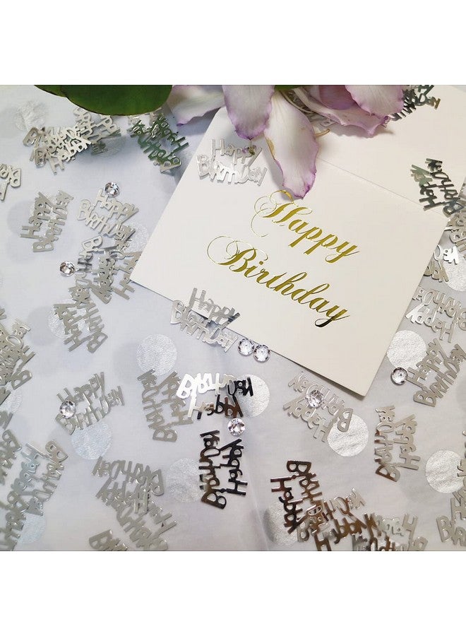 EMAAN Silver Happy Birthday Confetti Metal Foil Confetti Sequins, Party Table Scatter Decoration Exquisite Birthday Party (Silver) - Image 5