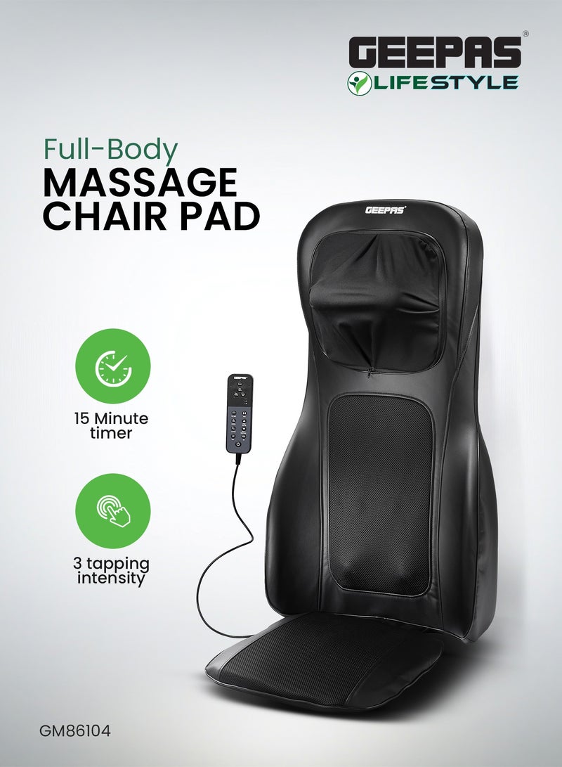 GEEPAS Full-Body Massage Chair Pad GM86104 – 15-Minute Timer, Customizable Shiatsu & Tapping Modes, Spot Kneading & Tapping, Seat Vibration with Remote Control, 2-Year Warranty. - Image 1