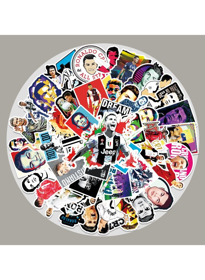 Cristiano Ronaldo 52 Piece Waterproof Self Adhesive Cool Vinyl Decal Graffiti Sticker Set - Image 3