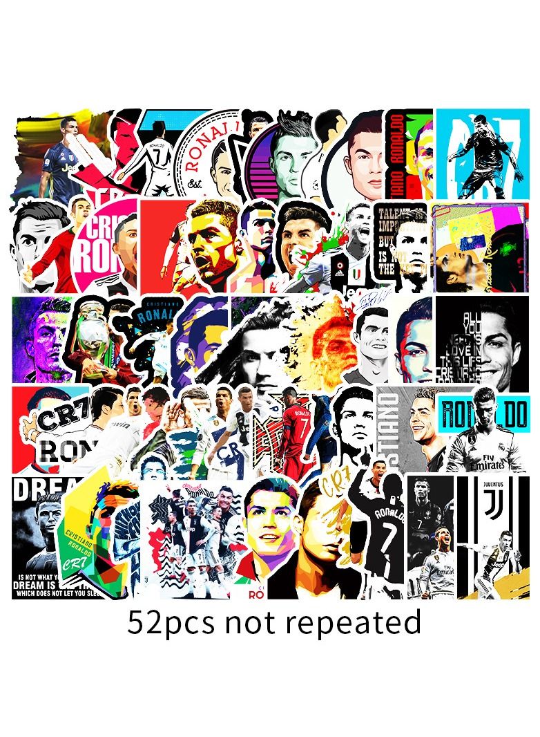Cristiano Ronaldo 52 Piece Waterproof Self Adhesive Cool Vinyl Decal Graffiti Sticker Set - Image 1