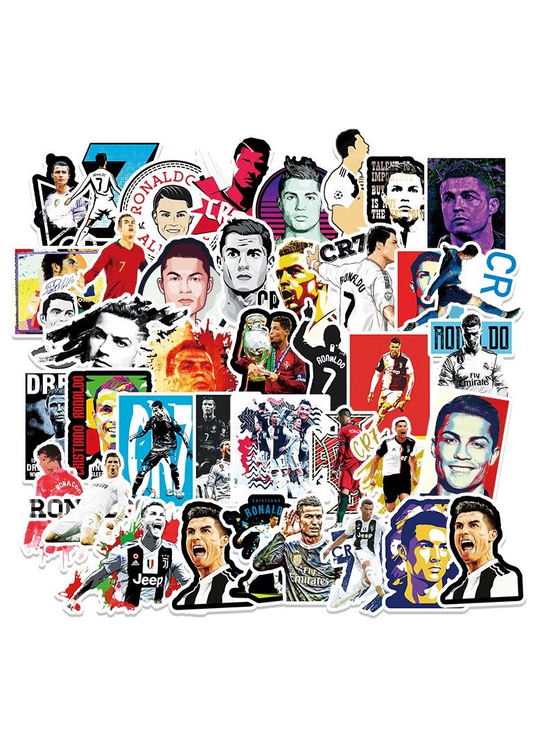 Cristiano Ronaldo 52 Piece Waterproof Self Adhesive Cool Vinyl Decal Graffiti Sticker Set - Image 2