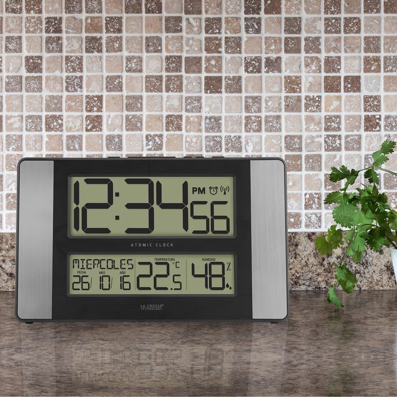 La Crosse Technology 5131417HALINT Atomic Clock with Temperature  Humidity 1110 L x 114 W x 661 H GreyBlack - Image 2