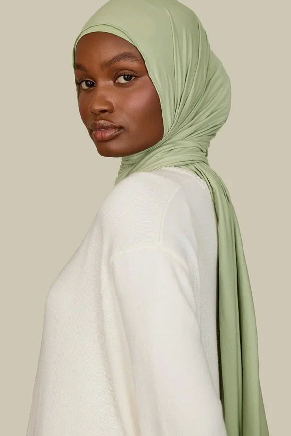 silqrose brushed sage bamboo jersey hijab (regular)