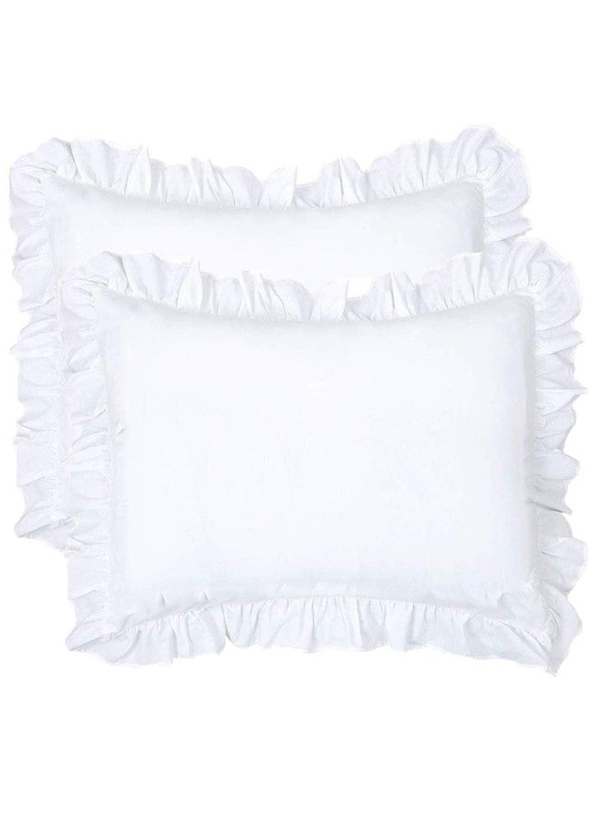CAWANFLY Pack of 2 Edge Ruffled White Pillow Cases Queen Size Bedding Pillow Covers with Envelope Closure (20x30inches) - Image 1