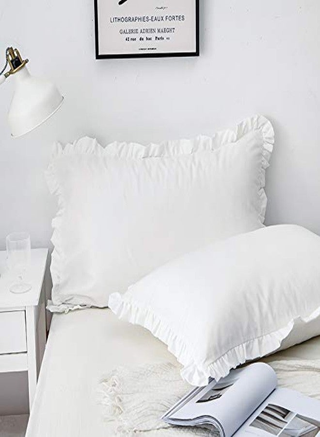 CAWANFLY Pack of 2 Edge Ruffled White Pillow Cases Queen Size Bedding Pillow Covers with Envelope Closure (20x30inches) - Image 3