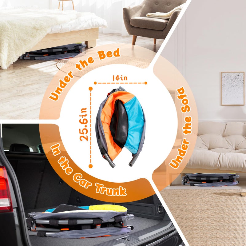 JOY SPOT! 3FT Foldable Trampoline for Kids - 36â€ Mini Small Trampoline with Handle Bar, Indoor Outdoor Fun, Height-Adjustable, Max Load 100LBS, Perfect Toddler Baby Jumping Mat for Fitness & Recreation - Image 2