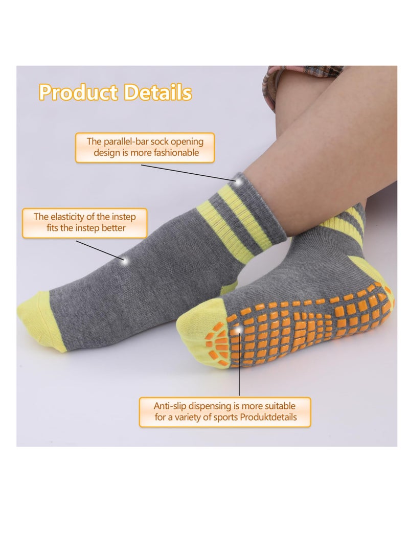 Excefore 5 Pairs Non Slip Yoga Socks for Women, Grips Socks, Anti Slip Skid Socks Grip Socks, Cotton Slipper Socks, Pilates Socks, Non Slip Grip Socks for Yoga, Ballet Barre, Pilates, Workout Sports - Image 3