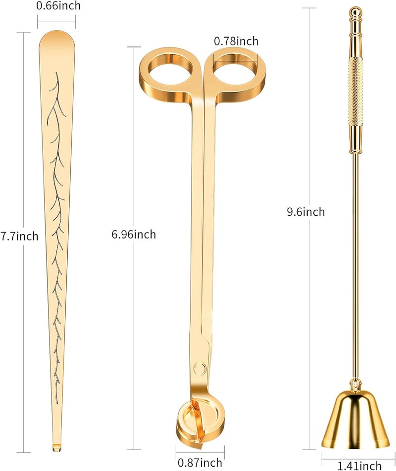 calary Candle Wick Trimmer, Candle Snuffer and Wick Dipper & Candle Accessory Set, 3 in 1 Candle Care Kit for Candle Lover (Gold) - Image 2