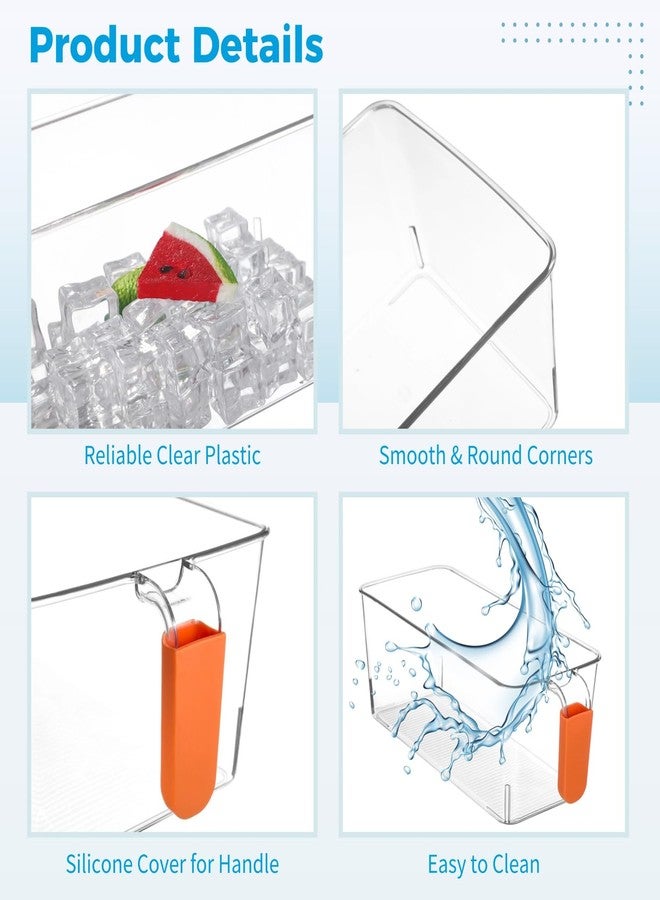Homaisson 2 PCS Ice Bin with Scoop and Tong, Ice Bucket with Pull-out Handle for Freezer, 2 Sizes Clear Plastic Ice Container for DIY Drink Summer Party, 12.2 x 6.9 x 4.3 in, 12.2 x 4.9 x 4.3 in - Image 4