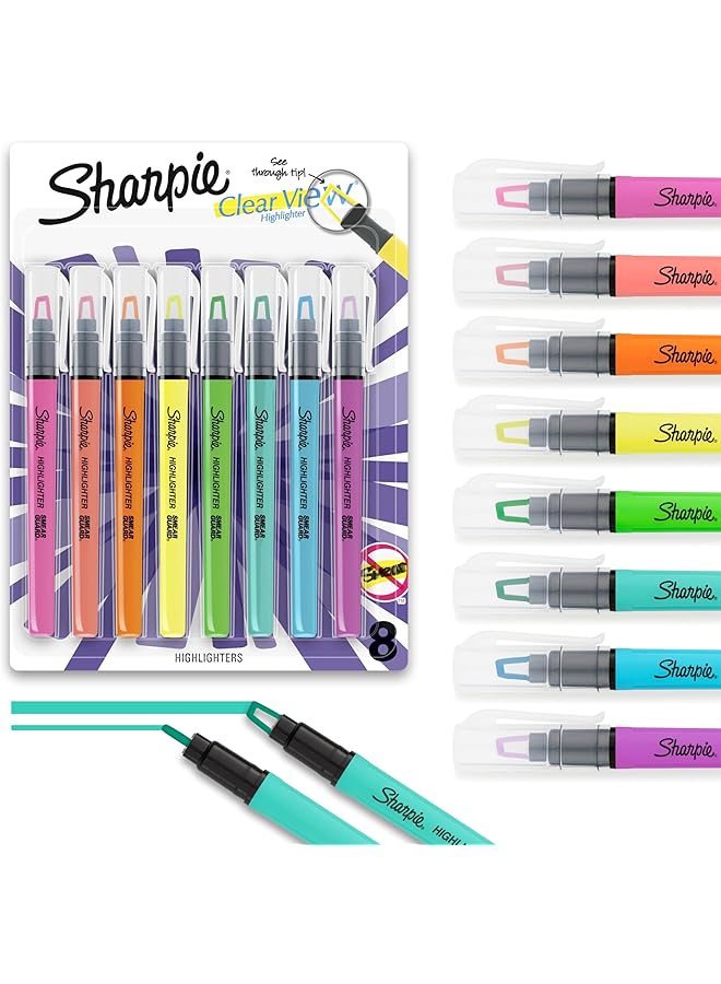 Sharpie Clear View Highlighter Stick Assorted 8 Pack 1966798  - Image 1