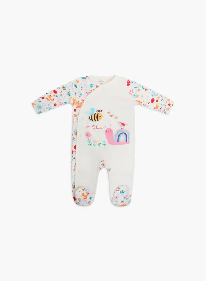 infancie Pack Of 2 - Floral Print Baby Footed Sleepsuit