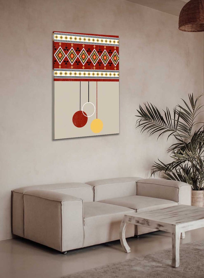 LOWHA Canvas Wall Art Stretched Over Wooden Frame with Saudi Inspired Pattern - Image 2