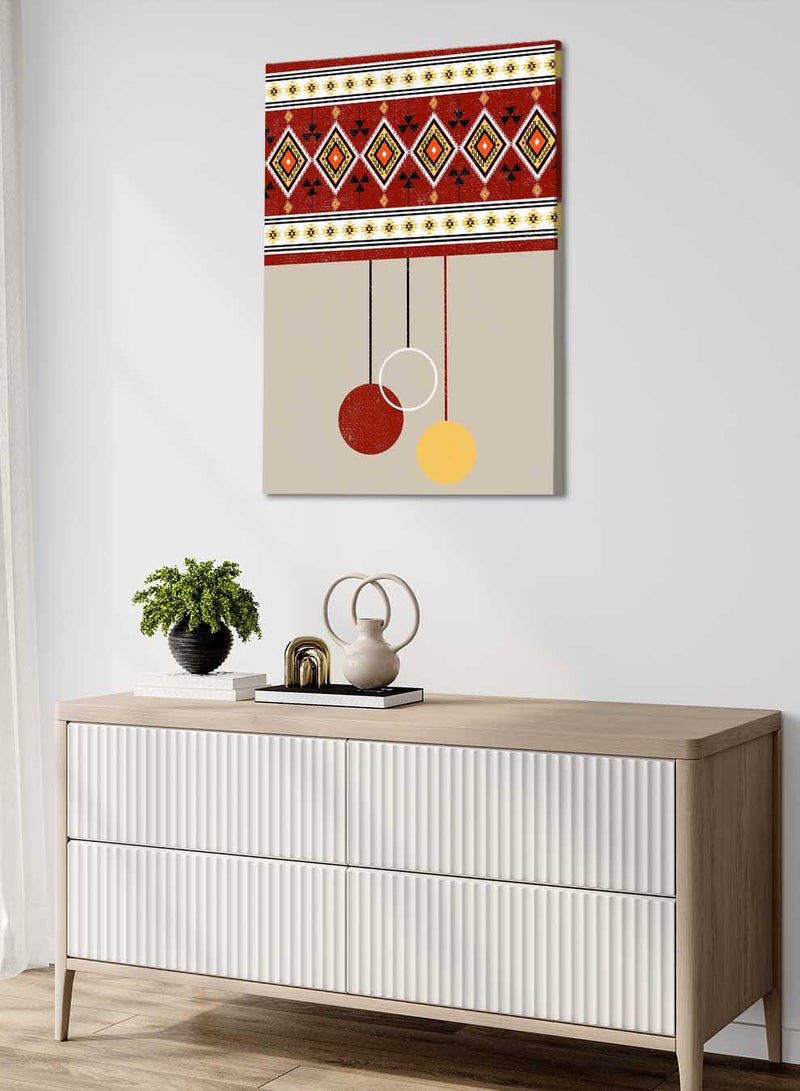 LOWHA Canvas Wall Art Stretched Over Wooden Frame with Saudi Inspired Pattern - Image 1