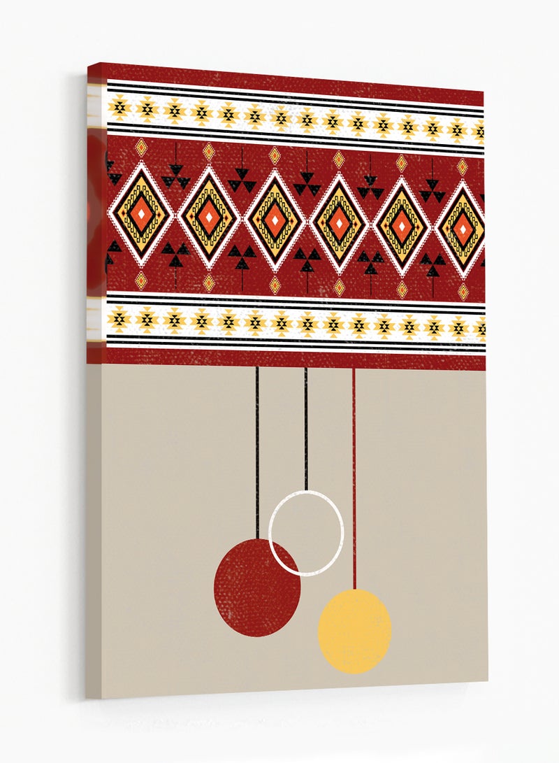 LOWHA Canvas Wall Art Stretched Over Wooden Frame with Saudi Inspired Pattern - Image 4