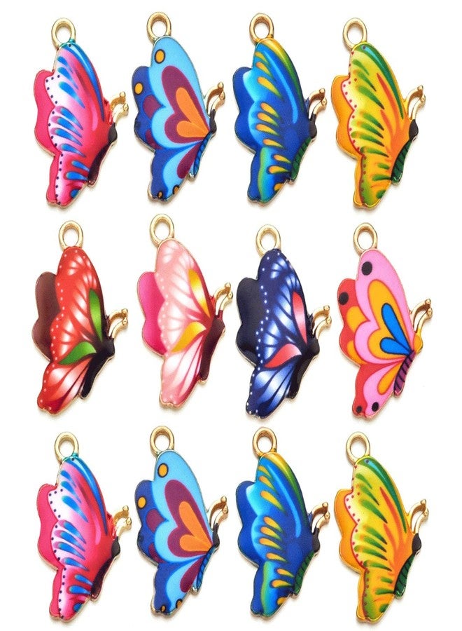 DIYstore 30 Pcs Mixed Color Alloy Enamel Butterfly Charms Pendant for Earrings Bracelets Necklace DIY Making Jewelry Making Accessories - Image 1