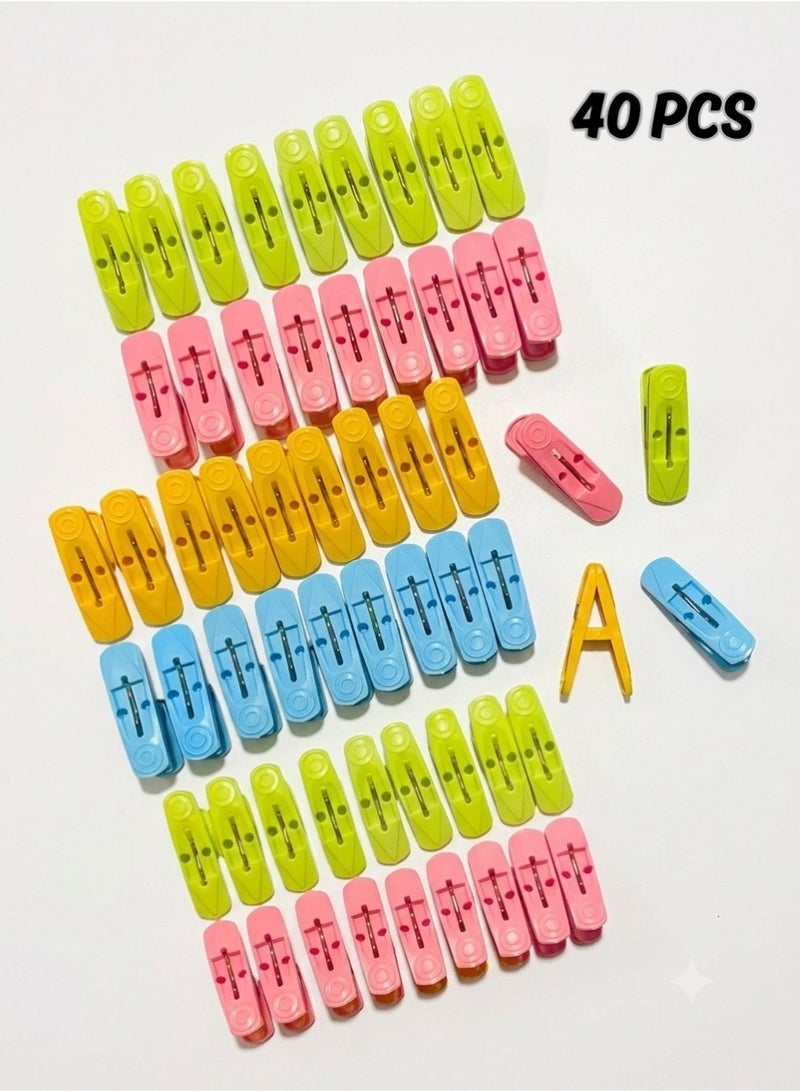 40 PCS Plastic Cloth Pegs Clothespins Laundry Line Clips Pack of 40 Durable Hanging Clips for Clothes Drying Rack Outdoor Indoor Use Laundry Accessories - Image 1