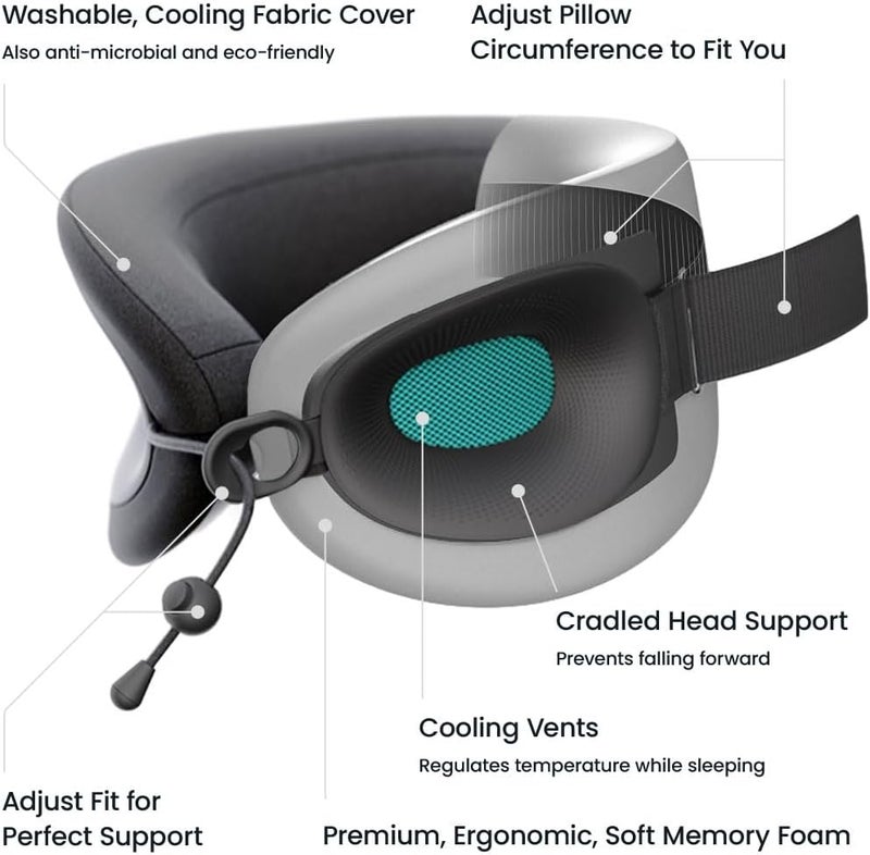 Cabeau Travel Essential Neck Pillow - Fits Most Neck Sizes (11-21 inches) - Evolution X Three Ways to Adjust for Ultimate Comfort on Long Flights (Turquoise) - Image 3