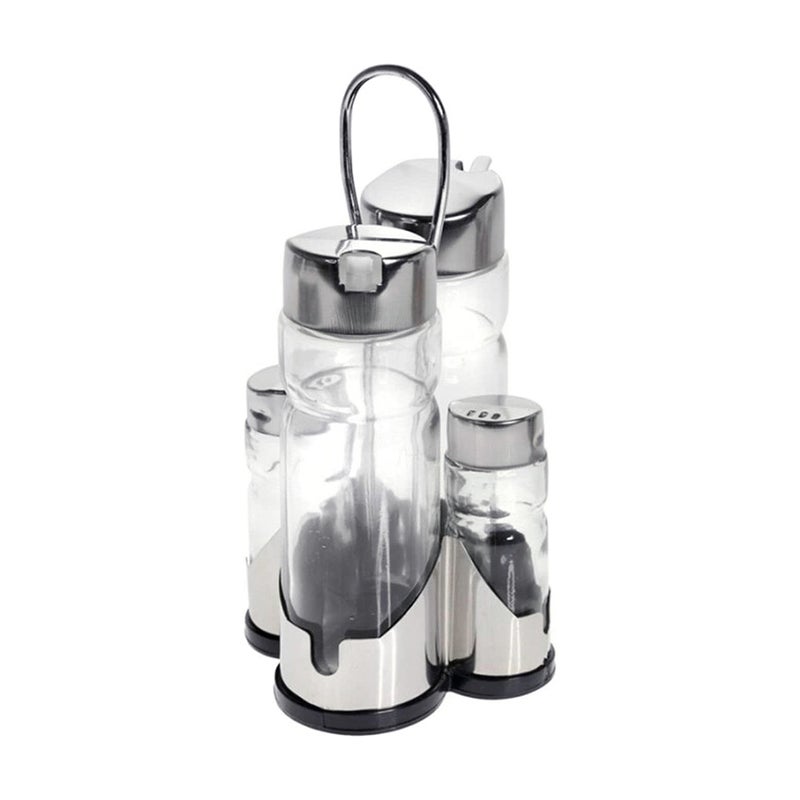 Cuisine Art Soda Lime Glass Condiment Set, 5 Pieces, Transparent - Image 1