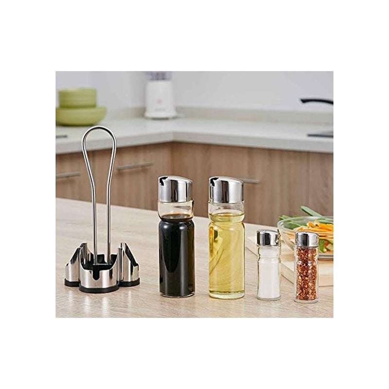 Cuisine Art Soda Lime Glass Condiment Set, 5 Pieces, Transparent - Image 4
