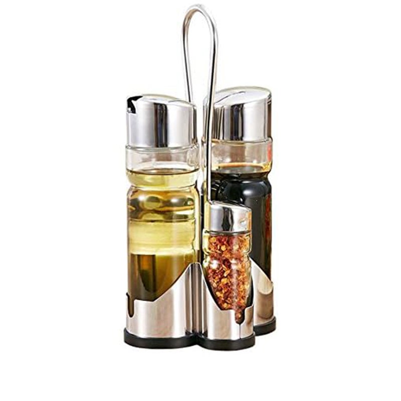 Cuisine Art Soda Lime Glass Condiment Set, 5 Pieces, Transparent - Image 2