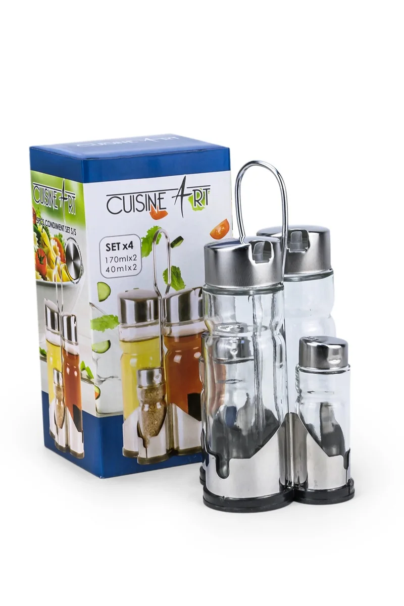 Cuisine Art Cuisine Art Soda Lime Glass Condiment Set, 5 Pieces, Transparent
