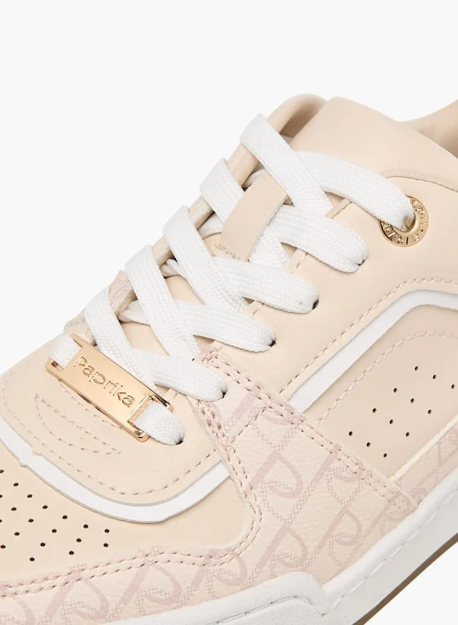 Paprika Women's Panelled Lace-Up Sneakers With Pull Tabs