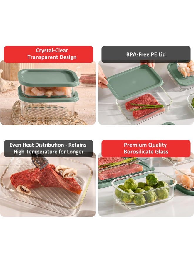 EATEX 7 Pack Glass Meal Prep Containers, 7 Airtight Stackable Glass Storage Containers with Lids, Microwave, Dishwasher Freezer & Oven Safe, BPA Free, Perfect for Lunch, Pantry, and Kitchen, Sage - Image 4