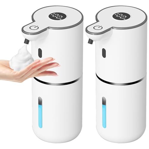 OHIFAST 2 Pack Automatic Foaming Soap Dispenser Touchless USB Rechargeable Smart Hand Soap Dispenser 6Level Adjustable 128oz380mL Wall Mount for Bathroom Kitchen Dish SoapWhite - Image 1