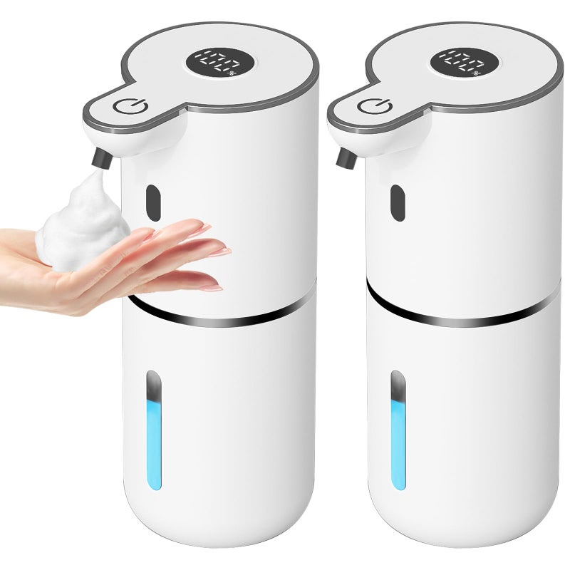OHIFAST 2 Pack Automatic Foaming Soap Dispenser Touchless USB Rechargeable Smart Hand Soap Dispenser 6Level Adjustable 128oz380mL Wall Mount for Bathroom Kitchen Dish SoapWhite - Image 2