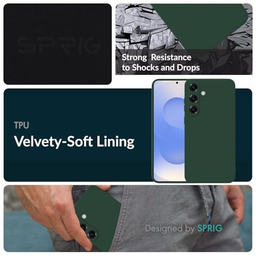 SPRIG Compatible with Samsung S25 Plus Premium FlexTone Back Cover Drop Tested Shock Proof Mobile Case for Men, Women, Boys and Girls with Camera Protection (Dark Green) - Image 2