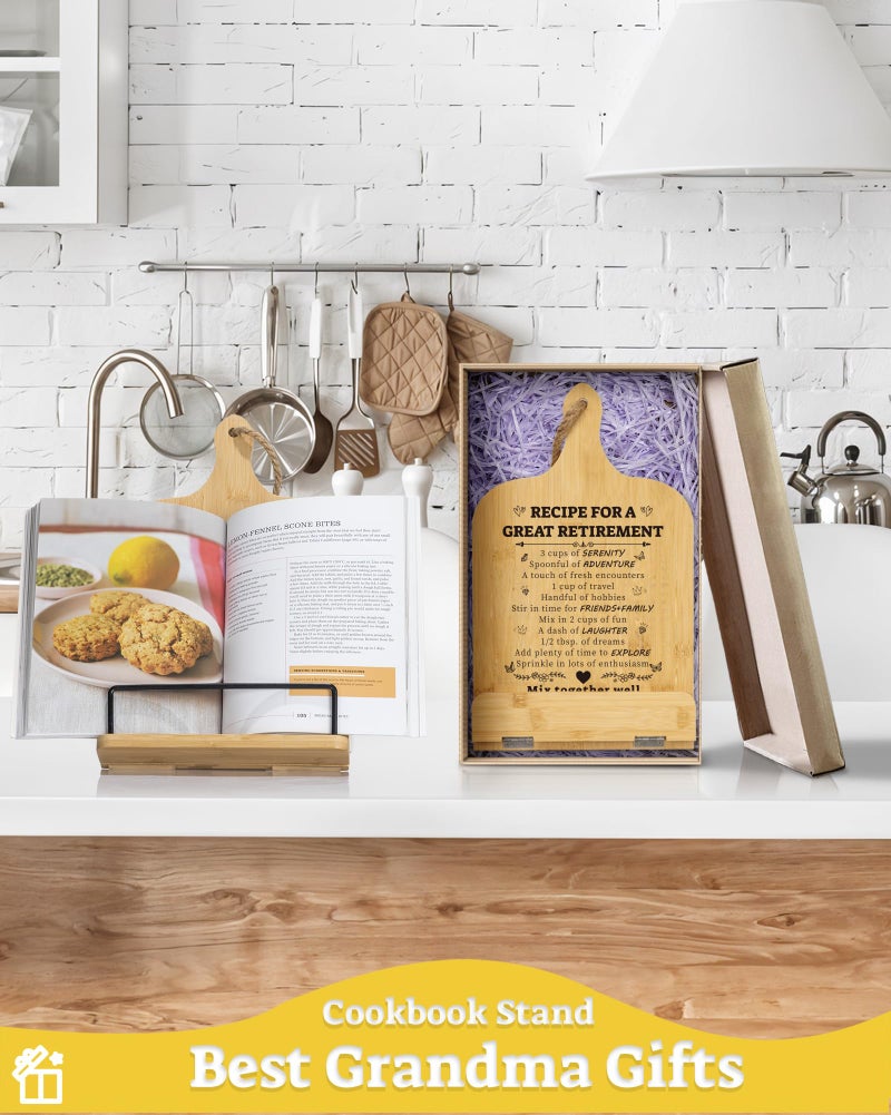 ikedas Retirement Gift for Woman, Cookbook Stand, Women Gift Ideas Cookbook Holder, Relaxation Gifts for Women, Recipe Book Stand, Cook Book Stand for Kitchen Counter, Thoughtful Gifts - Image 5