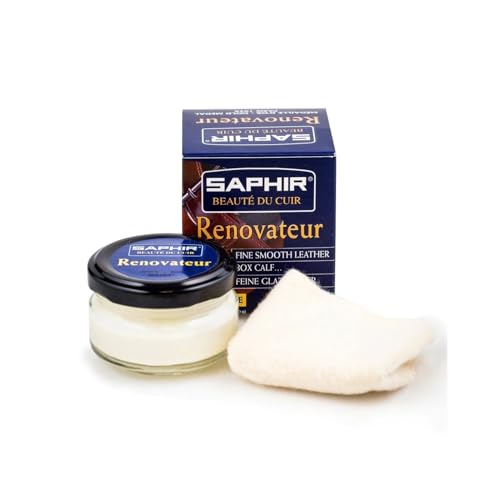 Saphir Beaut du Cuir Renovateur Cleans Nourishes Protects and Shines with Chamois Cleaning Cloth 50mL