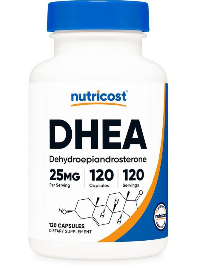 Nutricost DHEA 25mg, 120 Capsules - Gluten Free, Soy Free, Non-GMO, Supplement - Image 1