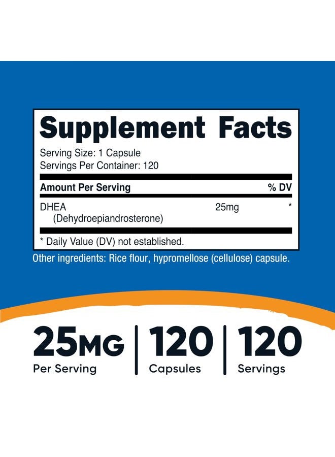 Nutricost DHEA 25mg, 120 Capsules - Gluten Free, Soy Free, Non-GMO, Supplement - Image 2
