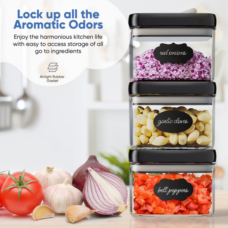 Chef's Path Airtight Food Storage Containers with Improved Lids  Set of 6  1L Kitchen and Pantry Canisters for Coffee  Spices  and Dry Food  Includes Labels and Marker - Transparent  All Same Size - Image 5