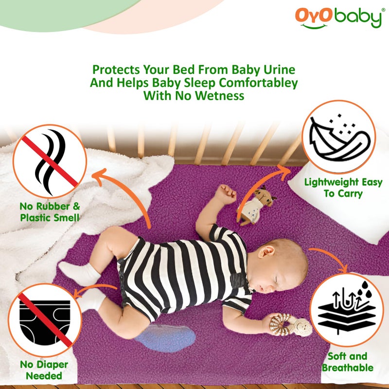 OYO BABY Extra Absorbent Waterproof Baby Dry Sheet Single Bed (72 x 36 Inch) | Quick Dry Sheet for New Born Baby Bed Protector, Soft & Breathable Rubber Sheet for Bed|Rani Pink - Image 3
