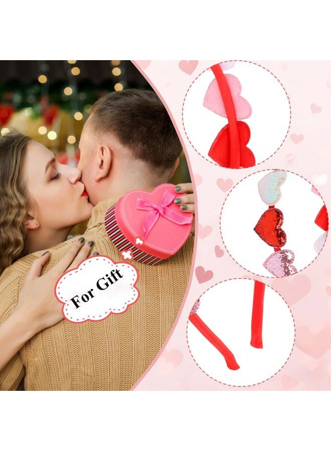 syyoo Valentines Day Headband Glitter Heart Headbands Colorful Sequin Headwear Hair Accessories Cute Red Heart Hairband Pink White Bling Headband Holiday Supplies for Toddler Baby Kids Women - Image 5
