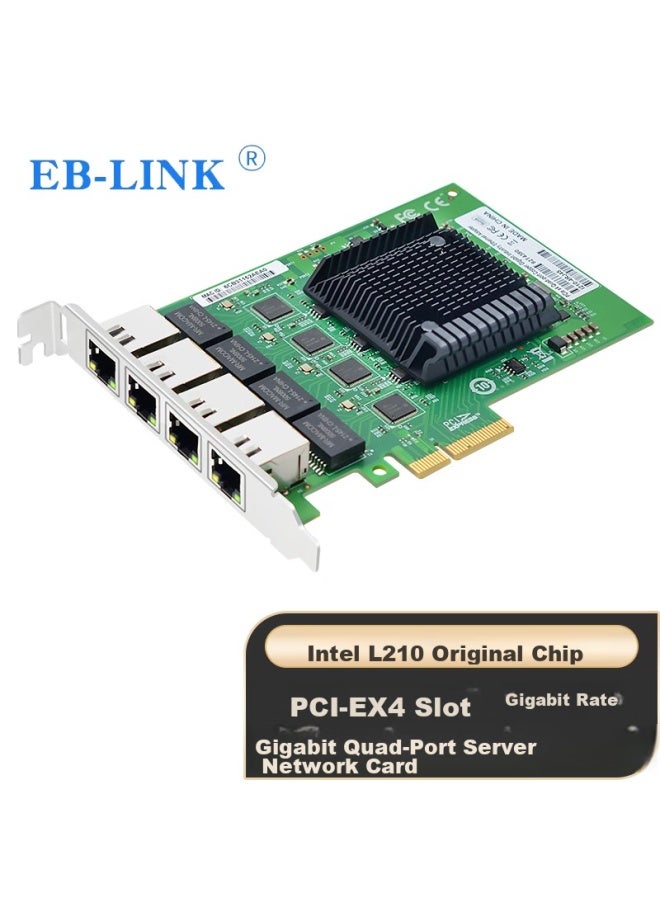Eb-link Intel I210 Chip, Pci-e X4 Gigabit Four-port Server Network Card, I210-t4, Electrical Port, Machine Vision Industrial Camera Network Adapter - Image 1