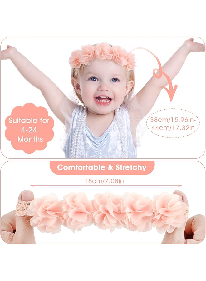 إيروريكس قطعتان من عصابات رأس الأطفال الرضع، عصابات رأس من الشيفون الزهري، تاج من الزهور، عصابات رأس للأطفال، إكسسوارات شعر - Image 2