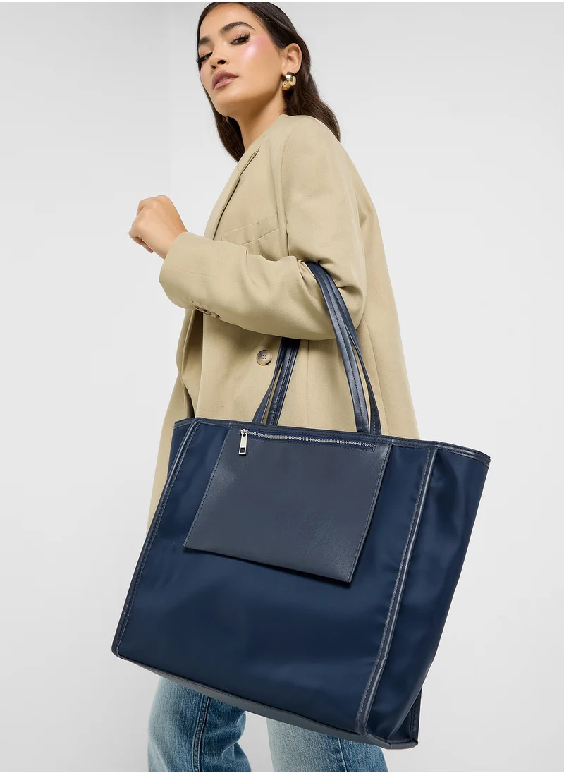 ايلا Mix Material Multipocket Tote Bag
