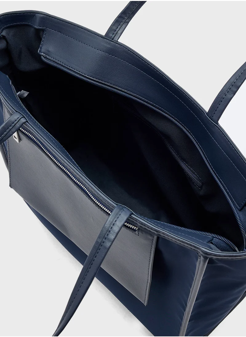 ايلا Mix Material Multipocket Tote Bag